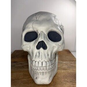 Large Skeleton Skull for Halloween Decor 10x10x8 Jaw Opens
